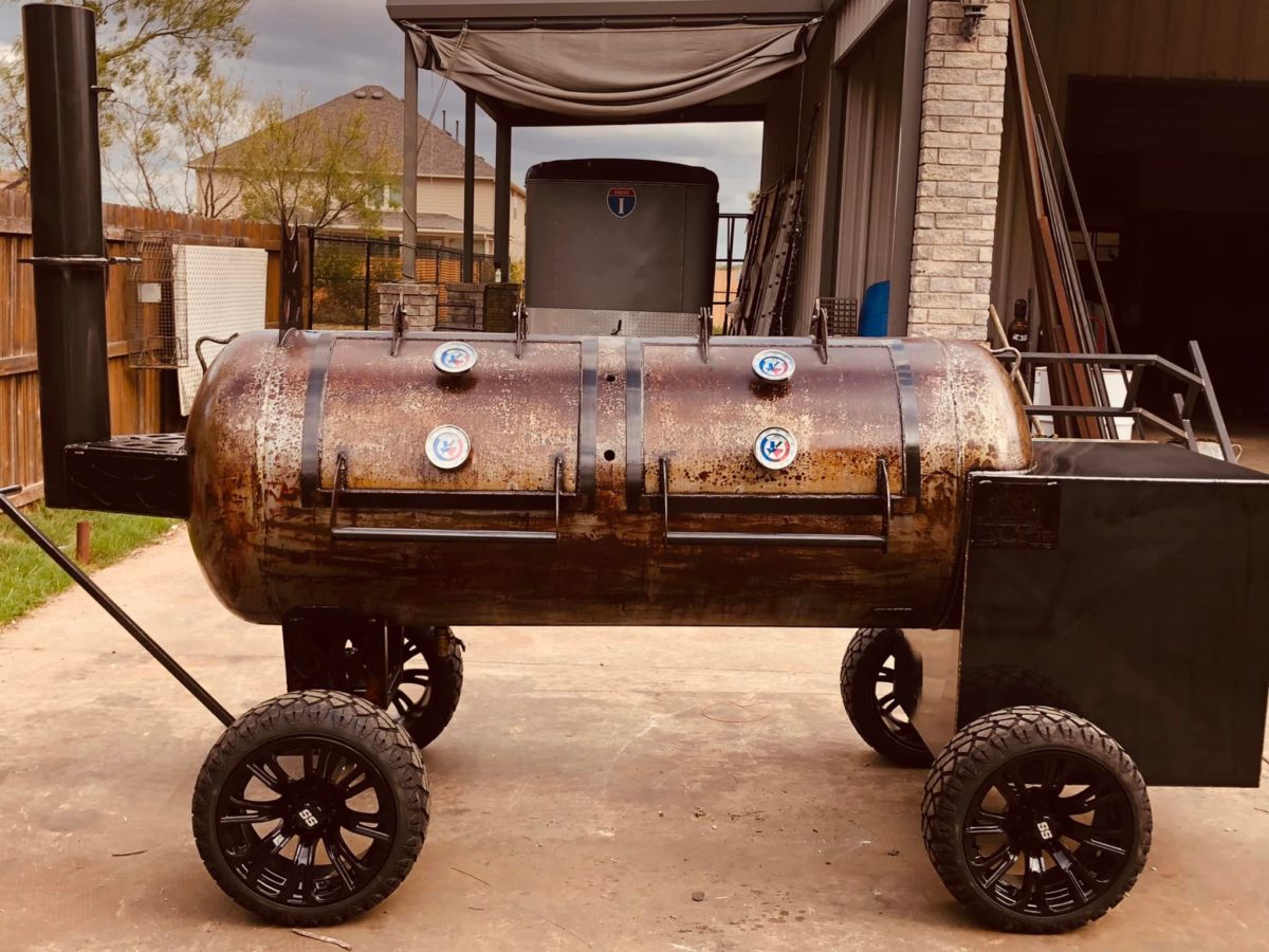 250 Gallon Smoker Steel Fire Pits Texas Custom Firewood Rack