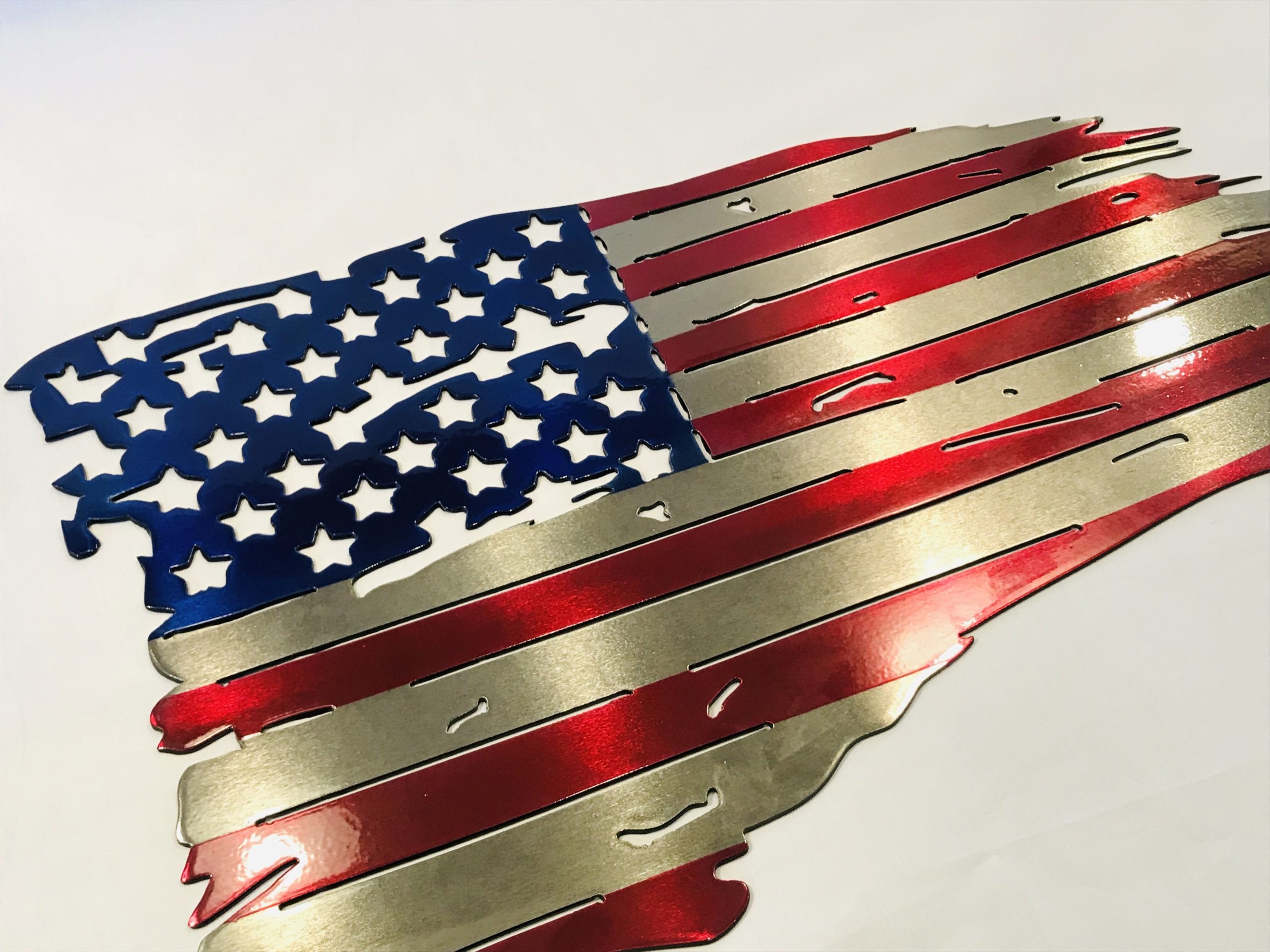 Metal Wall Art USA American Tattered Flag 